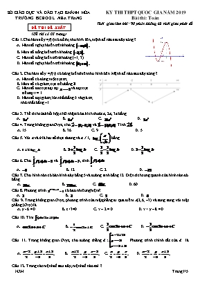 Đề đề xuất thi THPT Quốc gia môn Toán năm 2019 - Trường THPT Ischool Nha Trang